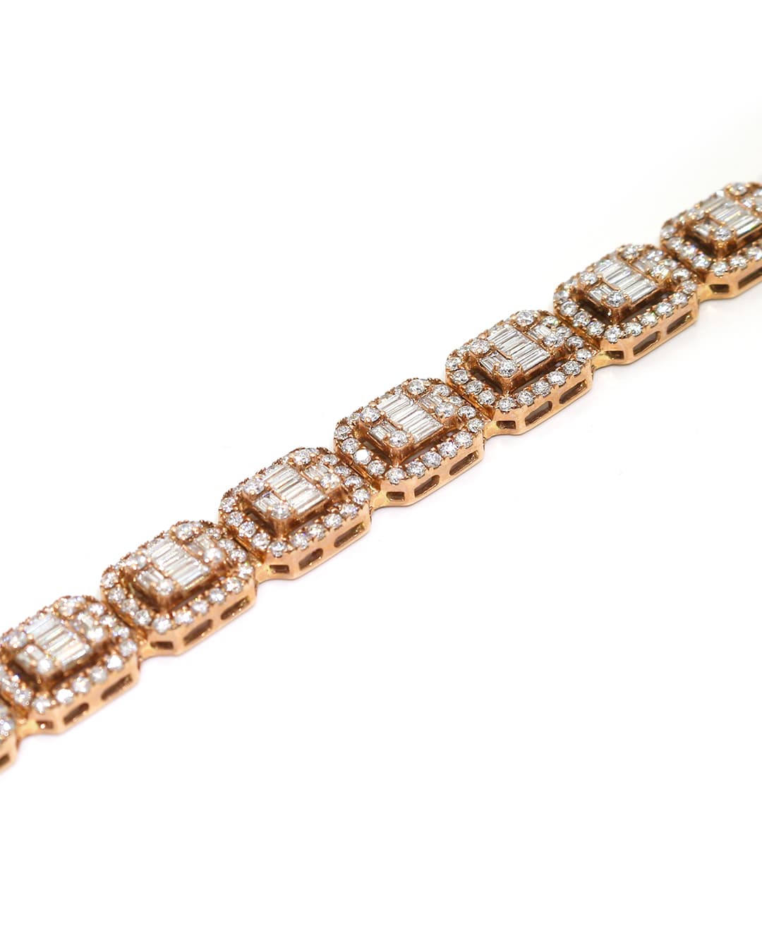 Capri Bracelet 5.95ctw diamond baguette and round rose gold bracelet 10K