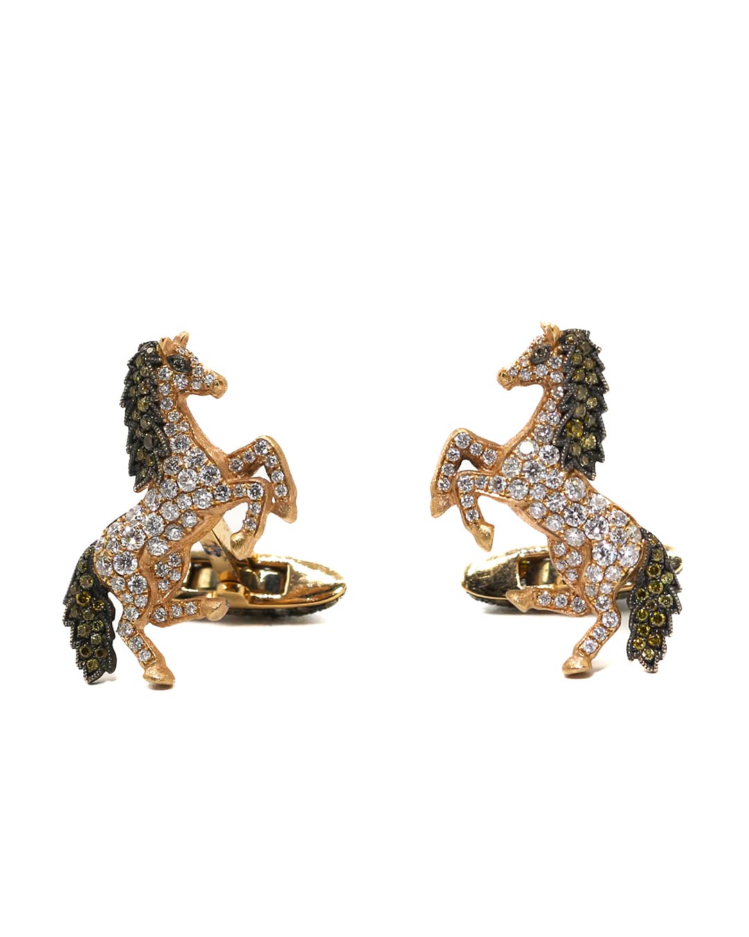 Capri Custom 2.07ctw custom diamond horse rose gold cufflings 18K