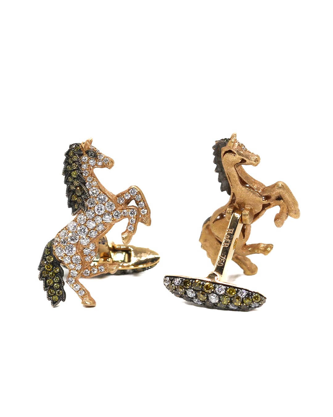 Capri Custom 2.07ctw custom diamond horse rose gold cufflings 18K