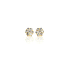 Capri Earrings 1.50 ctw Diamond Flower Cluster Stud Earrings 14K