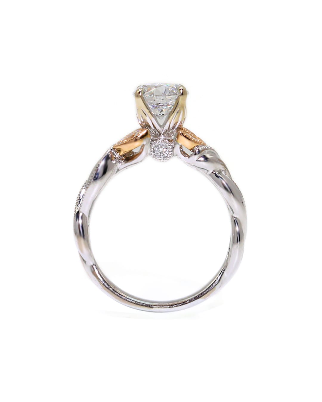Capri Engagement Ring 1.16ct round lab in a floral 0.29ctw diamond ring 18kw