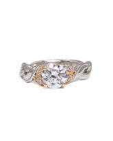 Capri Engagement Ring 1.16ct round lab in a floral 0.29ctw diamond ring 18kw