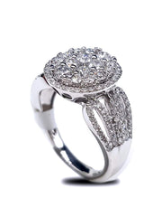 Capri Engagement Ring 1.36ctw Diamond Oval Cluster Halo White Gold Ring 14K