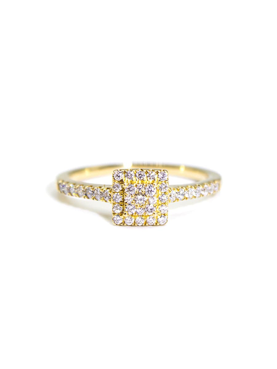 Capri Engagement Ring Yellow 1/3ctw diamond square cluster ring in 10K gold