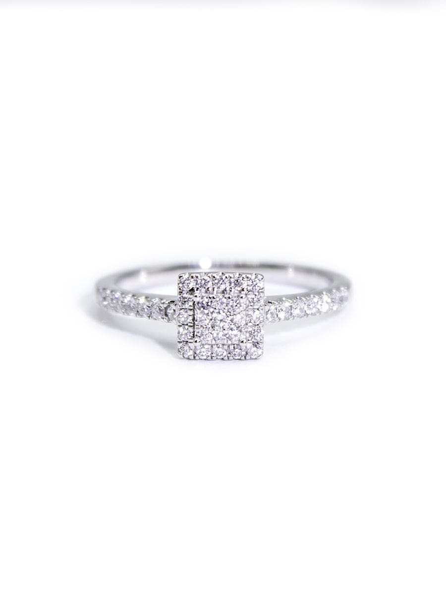 Capri Engagement Ring White 1/3ctw diamond square cluster ring in 10K gold
