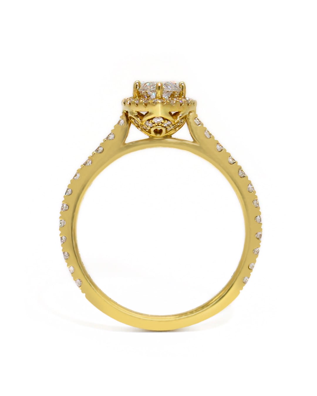 Capri Engagement Ring 1.54ctw lab and diamond marquise halo ring in 18ky