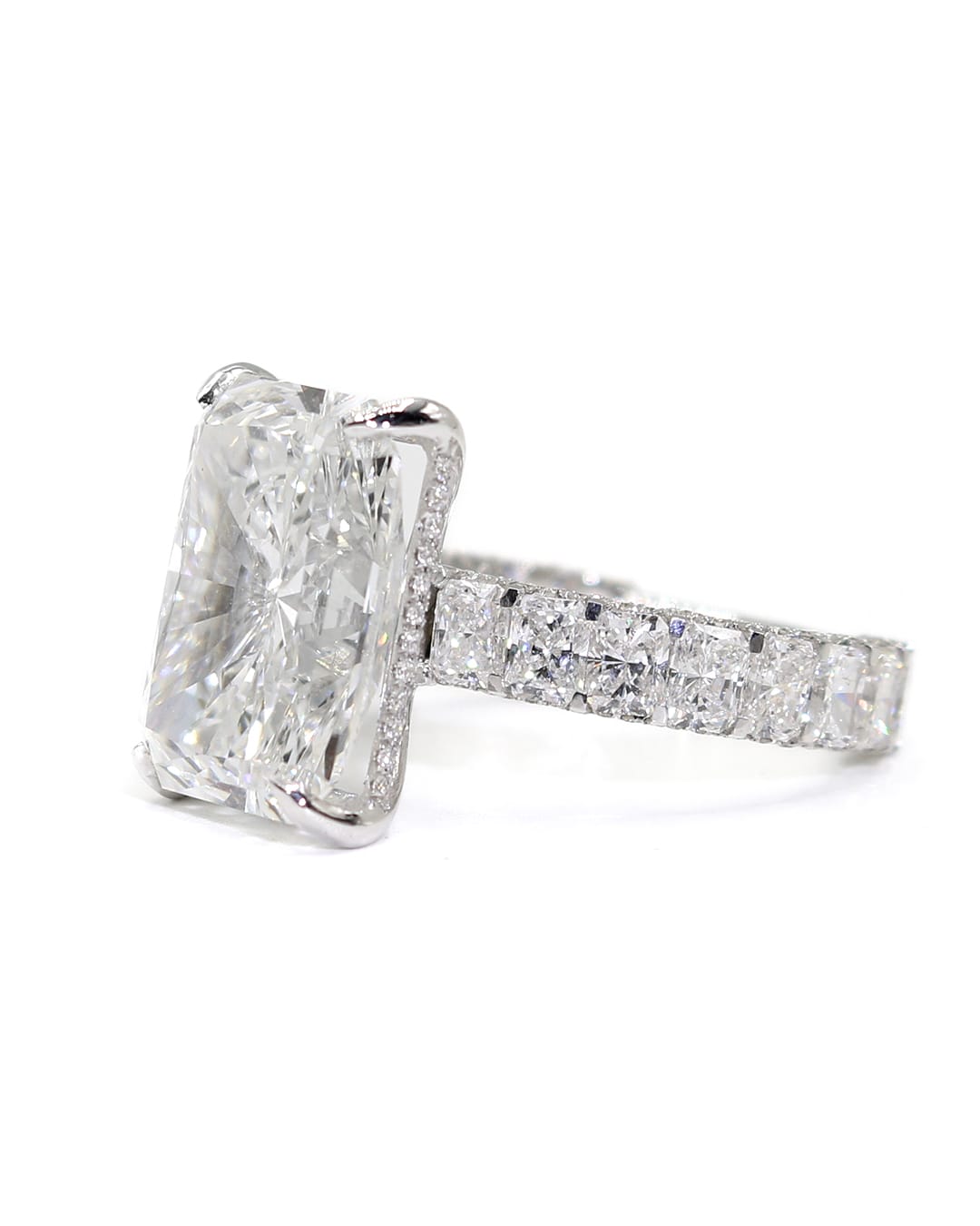 Capri Engagement Ring 13.09ctw lab diamond radiant white gold ring 14K