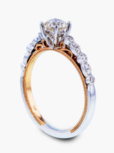 Capri Engagement Ring 14K Two-Tone Stylish Round Center Diamond Ring 3/4 ctw