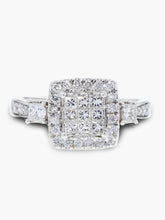 Capri Engagement Ring 14K White Gold Invisible Set Center Halo Diamond Ring 3/4 ctw