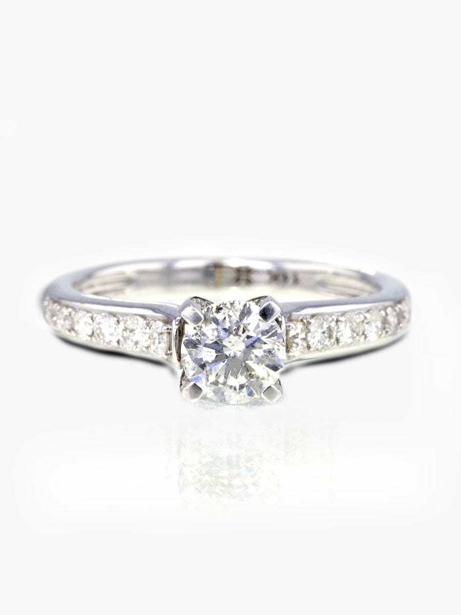 Capri Engagement Ring 14K White Gold Round Center Diamond Ring 1.00 ctw