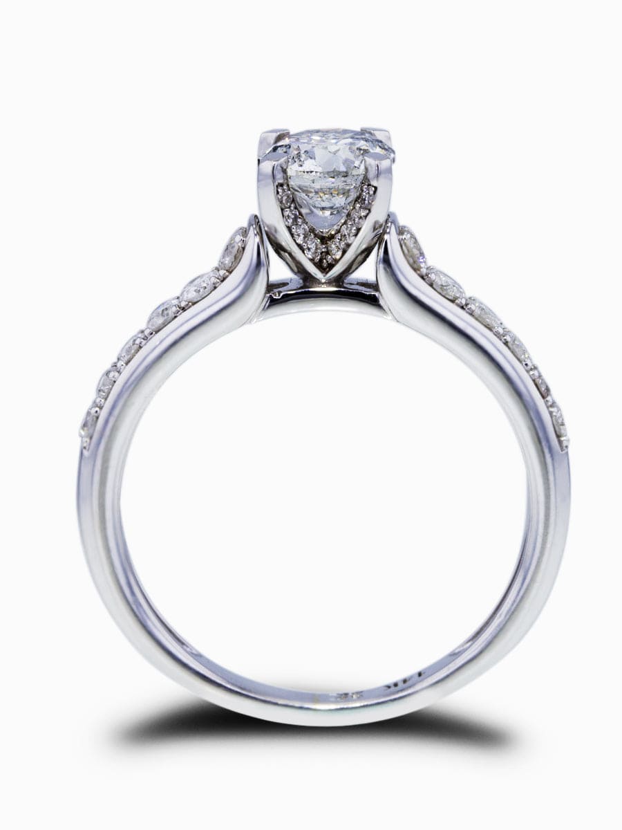 Capri Engagement Ring 14K White Gold Round Center Diamond Ring 1.00 ctw