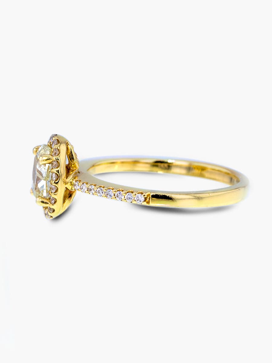 Capri Engagement Ring 14K Yellow Gold Oval Center Halo Diamond Ring 1.00 ctw