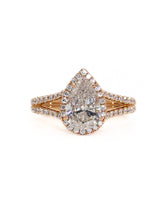 Capri Engagement Ring 2.50ctw diamond Pear halo rose gold split band ring 14kr