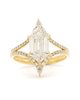 Capri Engagement Ring 2.52ctw lab diamond step hex cut yellow gold ring 14K