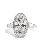 Capri Engagement Ring 2.75ctw lab elongated oval halo white gold ring 14K