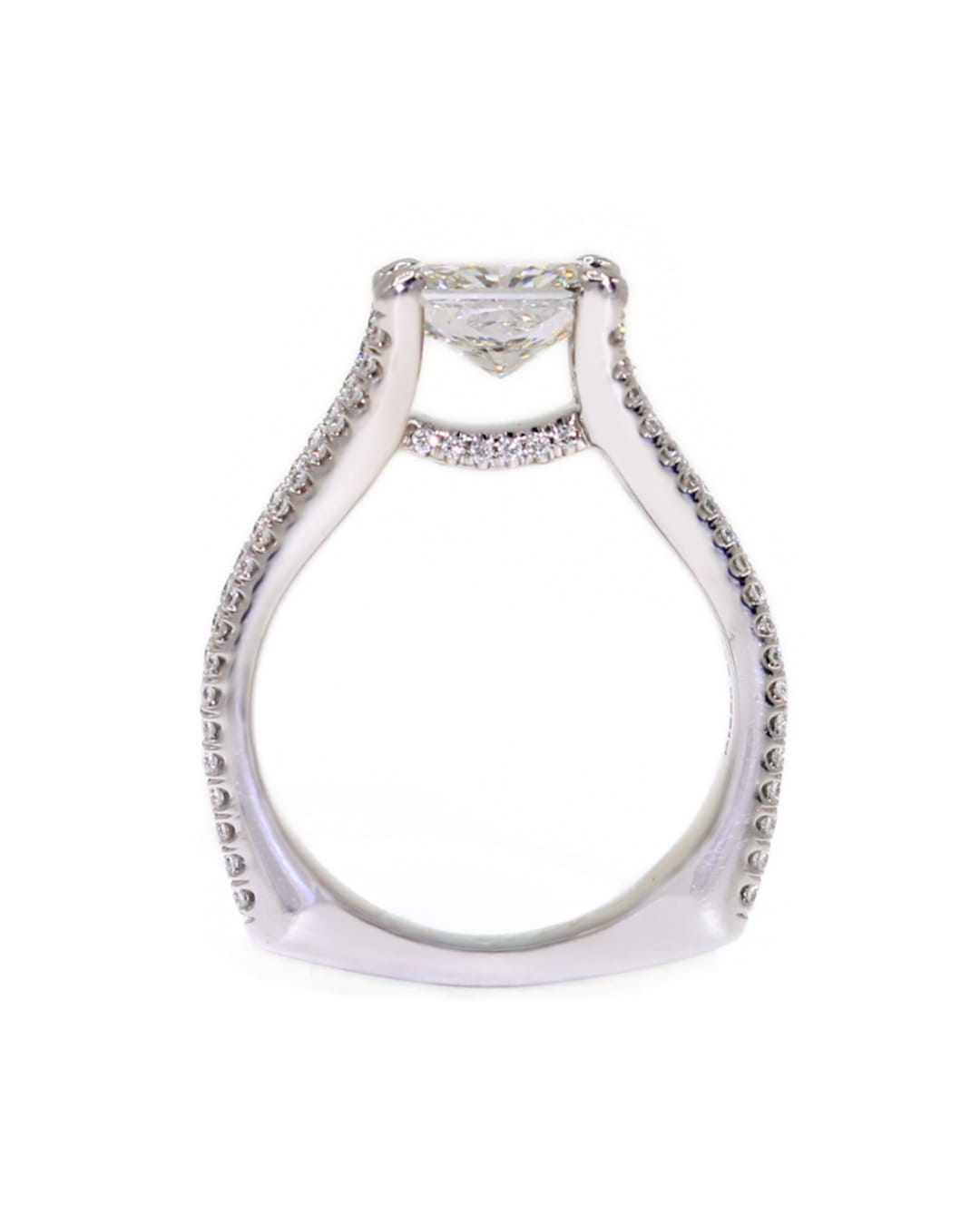 Capri Engagement Ring 3.28ctw Radiant and round euro shank ring platinum