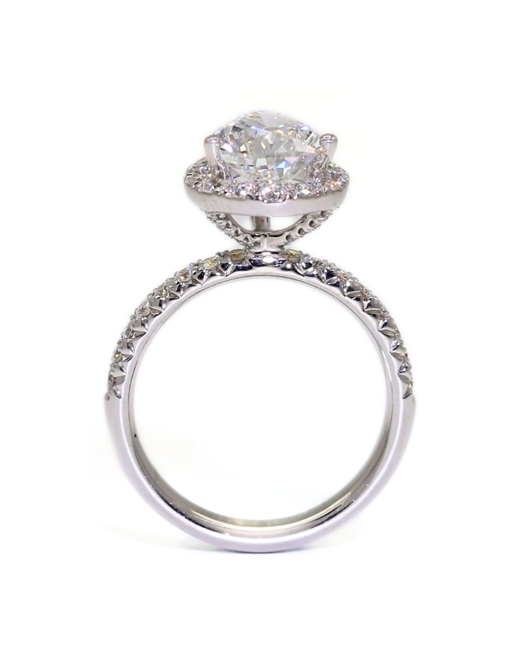 Capri Engagement Ring 3.36ctw lab anad natural diamonds Pear halo ring 18kw