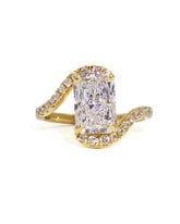 Capri Engagement Ring 3.86ctw lab Radiant ying yand style ring in 14ky