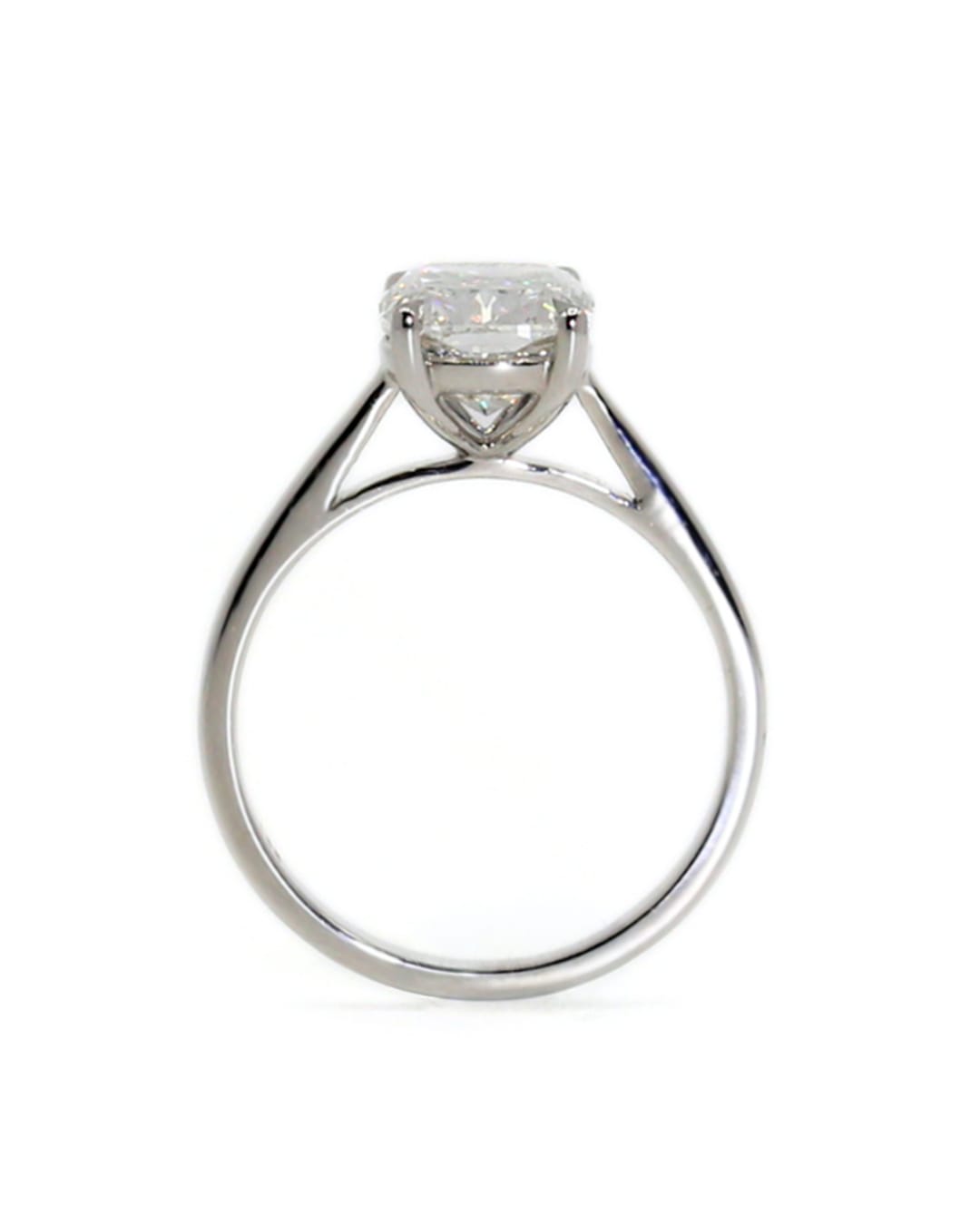 Capri Engagement Ring 3ct lab elongated cushion diamond in 14kw