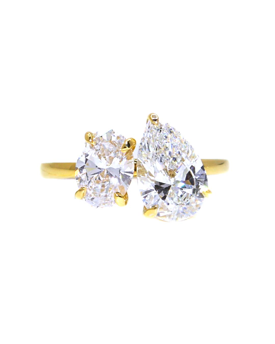 Capri Engagement Ring 3ctw Lab 2-stone pear and oval ring 14ky