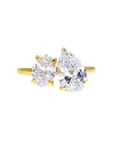 Capri Engagement Ring 3ctw Lab 2-stone pear and oval ring 14ky