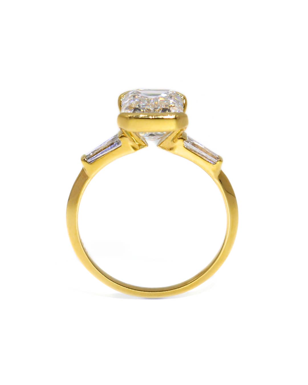 Capri Engagement Ring 4.03ctw lab diamond Emerald cut ring 14ky