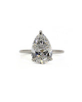 Capri Engagement Ring 4.07ct pear lab hidden halo solitatire ring 18kw