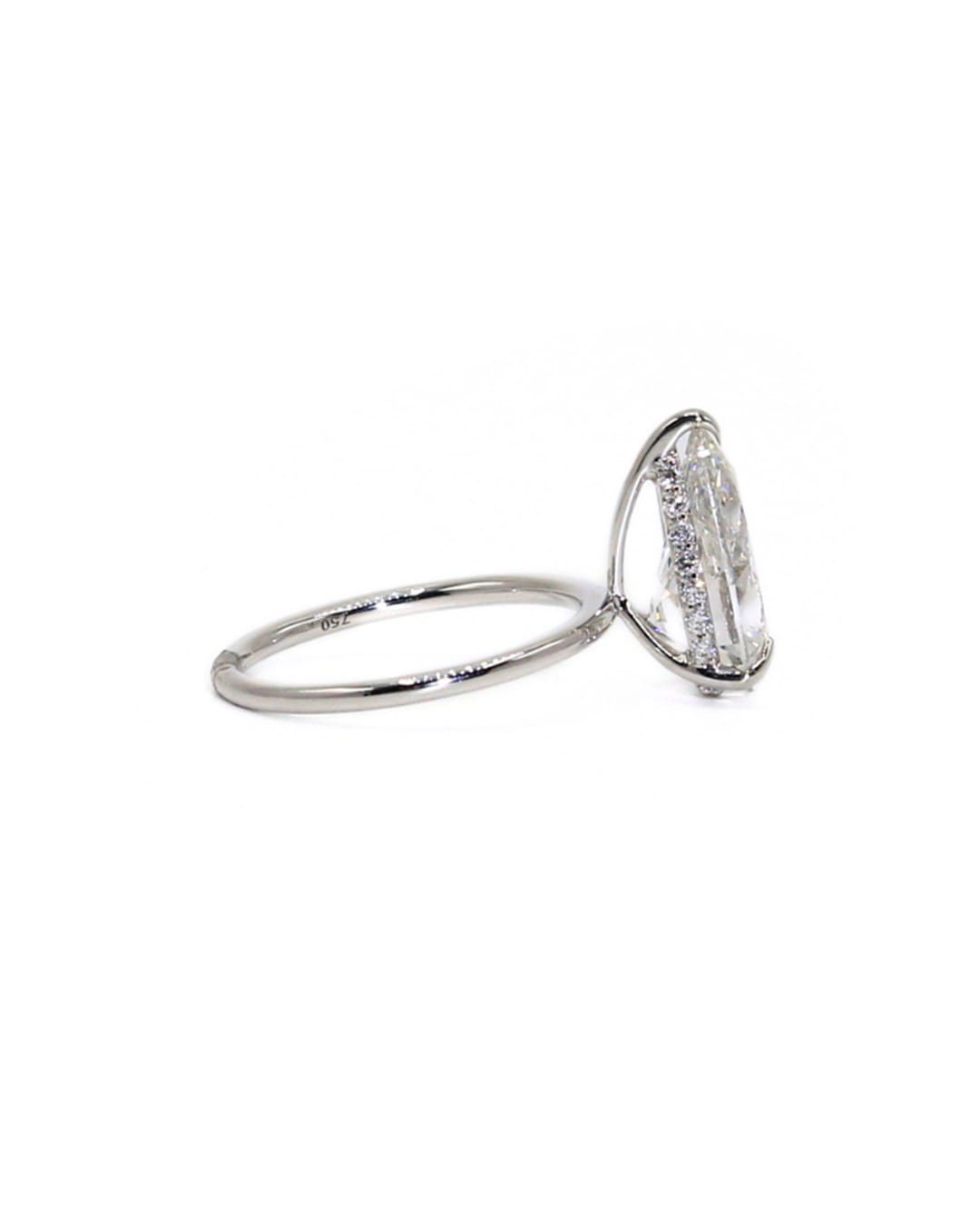 Capri Engagement Ring 4.07ct pear lab hidden halo solitatire ring 18kw