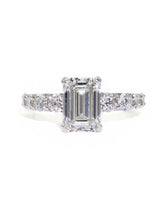 Capri Engagement Ring 4.51ctw emerald cut lab and natural diamond ring 18kw