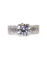Capri Engagement Ring 7.47ctw lab round and emerald cut ring in 14kw