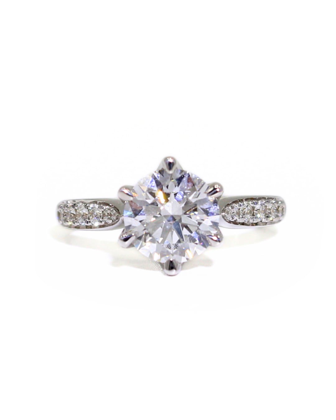 Capri Engagement Ring Lab 2.27ctw round with natural diamond floral style ring 18kw