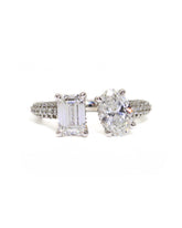 Capri Engagement Ring Lab 2.75ctw 2-stone open band ring 14kw