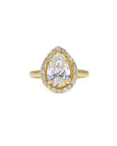 Capri Engagement Ring Lab and natural diamond Pear halo solitaire ring 14ky