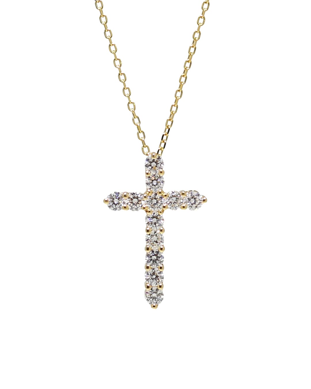 Capri Pendant 0.60ctw diamond yellow gold cross pendant with chain 18k