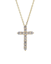 Capri Pendant 0.60ctw diamond yellow gold cross pendant with chain 18k