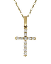 Capri Pendant 18k yellow gold diamond cross with chain 14k chain