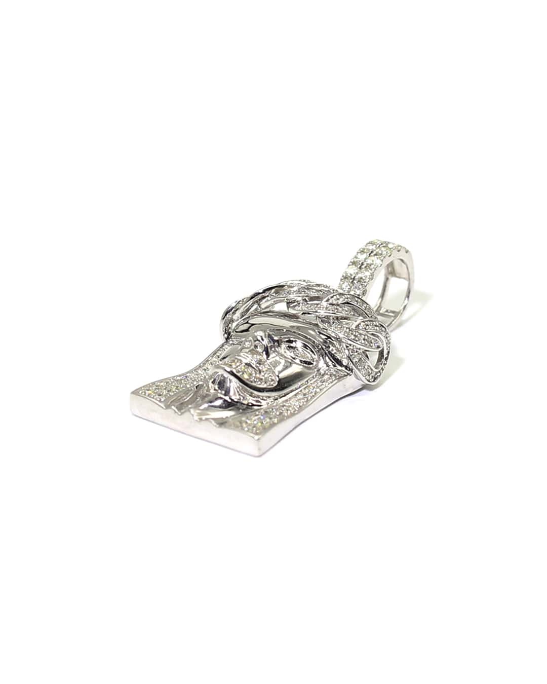 Capri Pendant 1ctw diamond white gold Jesus face pendant 14K