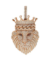 Capri Pendant 3.14ctw dia lion with crown rose gold pendant 10K