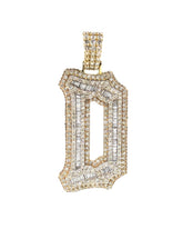 Capri Pendant 3.75ctw Diamond Baguette initial "D" yellow gold pendant 10K
