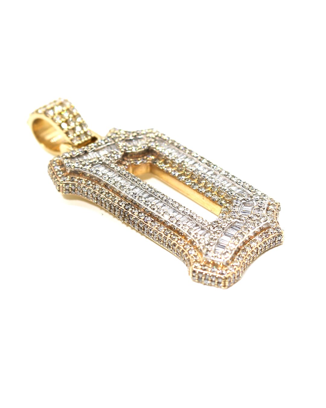 Capri Pendant 3.75ctw Diamond Baguette initial "D" yellow gold pendant 10K