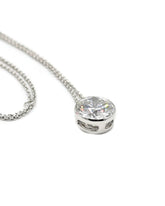 Capri Pendant 3ct round lab dew drop white gold pendant with chain in 14K