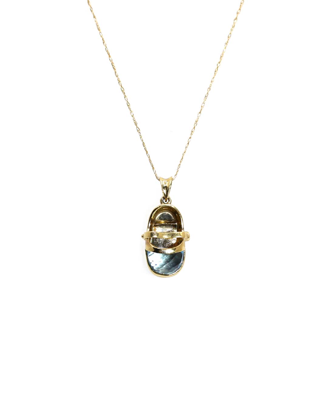Capri Pendant Blue topaz yellow gold bootie pendant with chain 10K