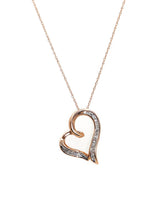 Capri Pendant Diamond floating heart rose gold pendant with chain 10K