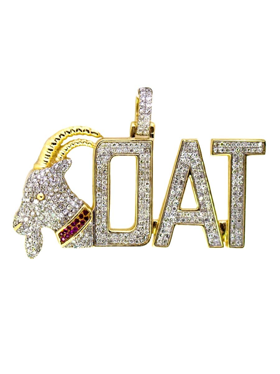 Capri Pendant GOAT Titled White & Pink Diamond Pendant in Yellow Gold 10K