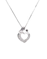 Capri Pendant Mom and Child heart diamond white gold pendant with chain 10K