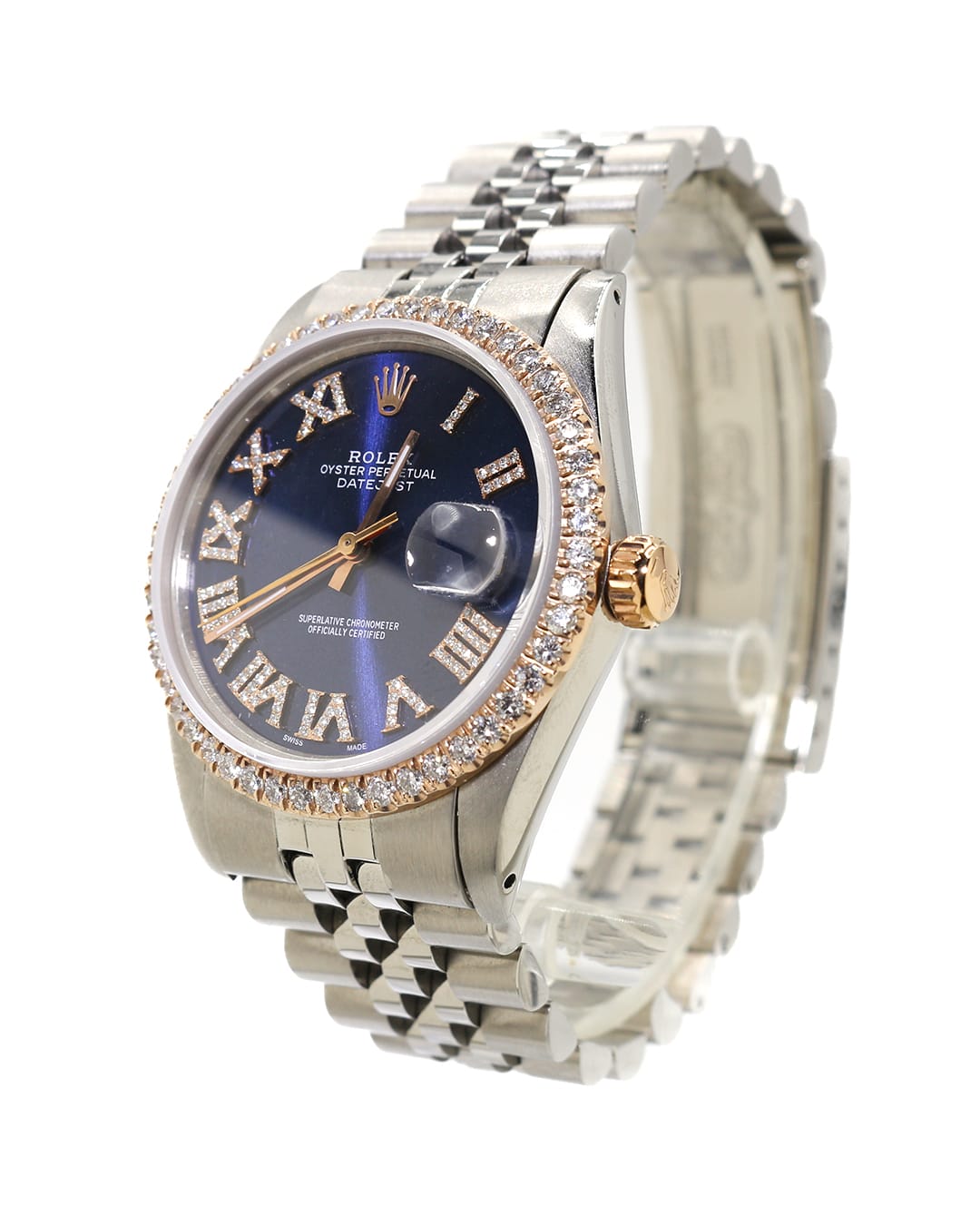 Capri Watches Custom Rolex Datejust 36mm blue roman diamond markers watch