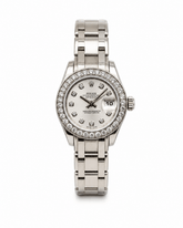 Capri Watches Rolex 29mm datejust Pearlmaster diamond dial and bezel 18k