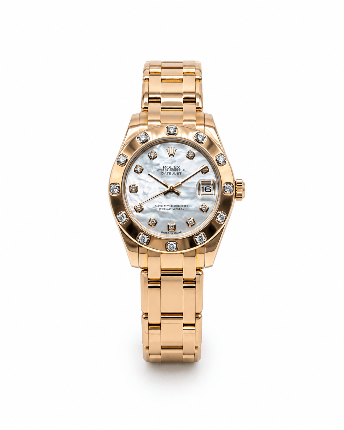 Capri Watches Rolex 34mm datejust pearlmaster rose gold watch 18k