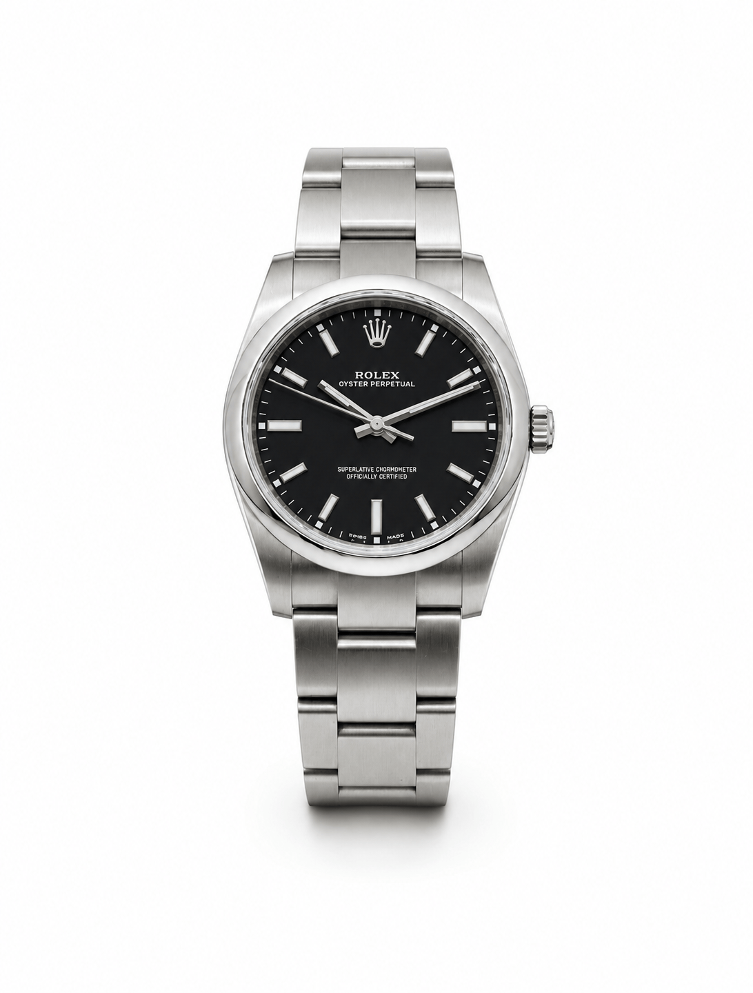 Capri Watches Rolex 34mm oyster perpetual black dial stainless steel