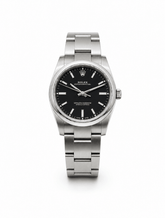 Capri Watches Rolex 34mm oyster perpetual black dial stainless steel